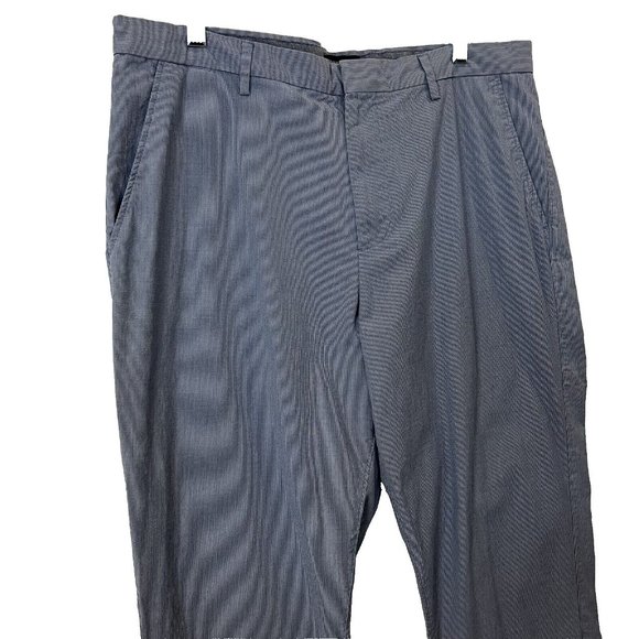 Banana Republic Men's Kentfield Flat Front Micro Check Career Pants 38x28.5 Blue - Picture 2 of 10
